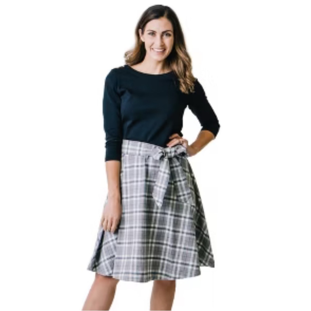 Hope and Henry Plaid Gray Women's Skater Dress